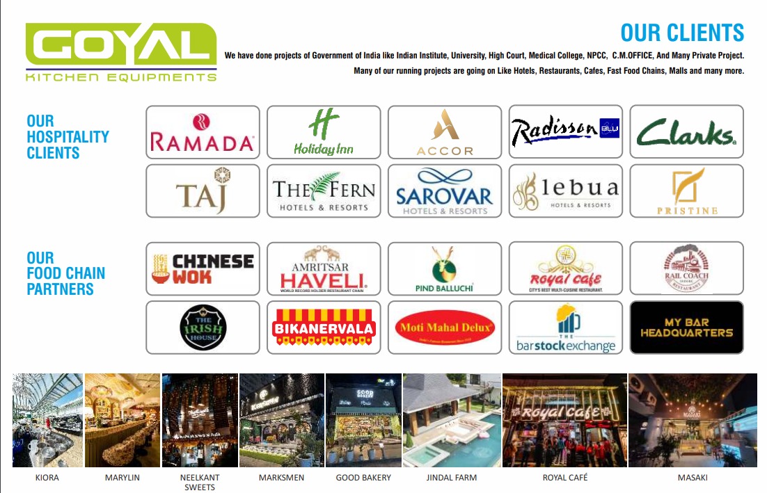 <p>We Have Worked on Kitchens of These Big Brands – Here’s Why They Trust Goyal Kitchen Equipments</p>
